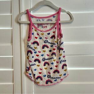 Rowdy Sprout Rainbow Heart Printed Tank Top White Pink Multi Size 2T